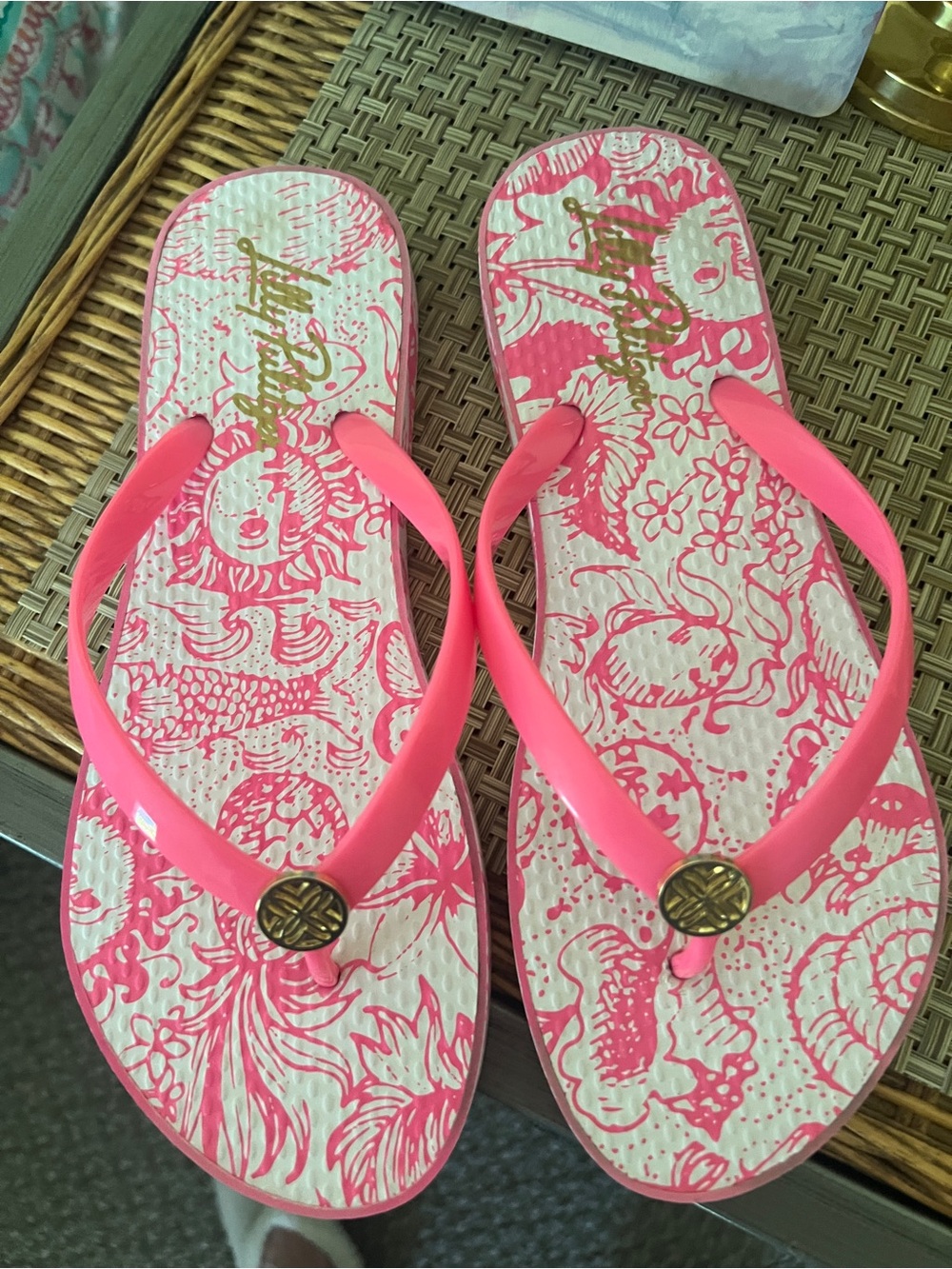 Lilly Pulitzer Pool Flip Flop Sandals Cherry Blossom Pink 7